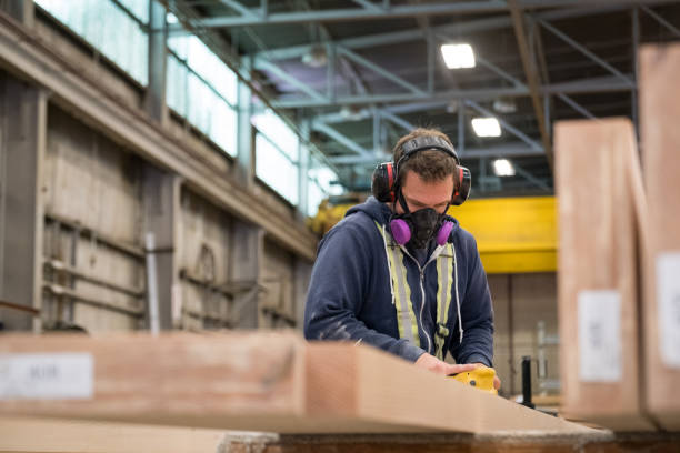 Warehouse workers managing inventory and forklifts in a large Canadian facility